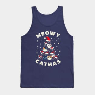 Feline Festivities: Cats Christmas Tree T-Shirt Delight Tank Top